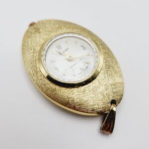 Vintage Lady Nelson Berger Mechanical Wind Up Gold Textured Oval Pendant Watch